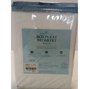 Home Classics Twin Boxpleat Bedskirt - White  15" Drop - Split Corners - New